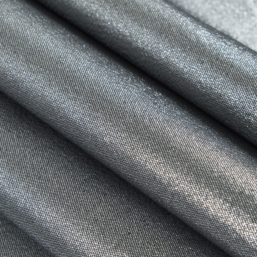 Metallic Polyester Lame - Silver and Black Detail Metallic Polyester Lame - Silver and Black Detail