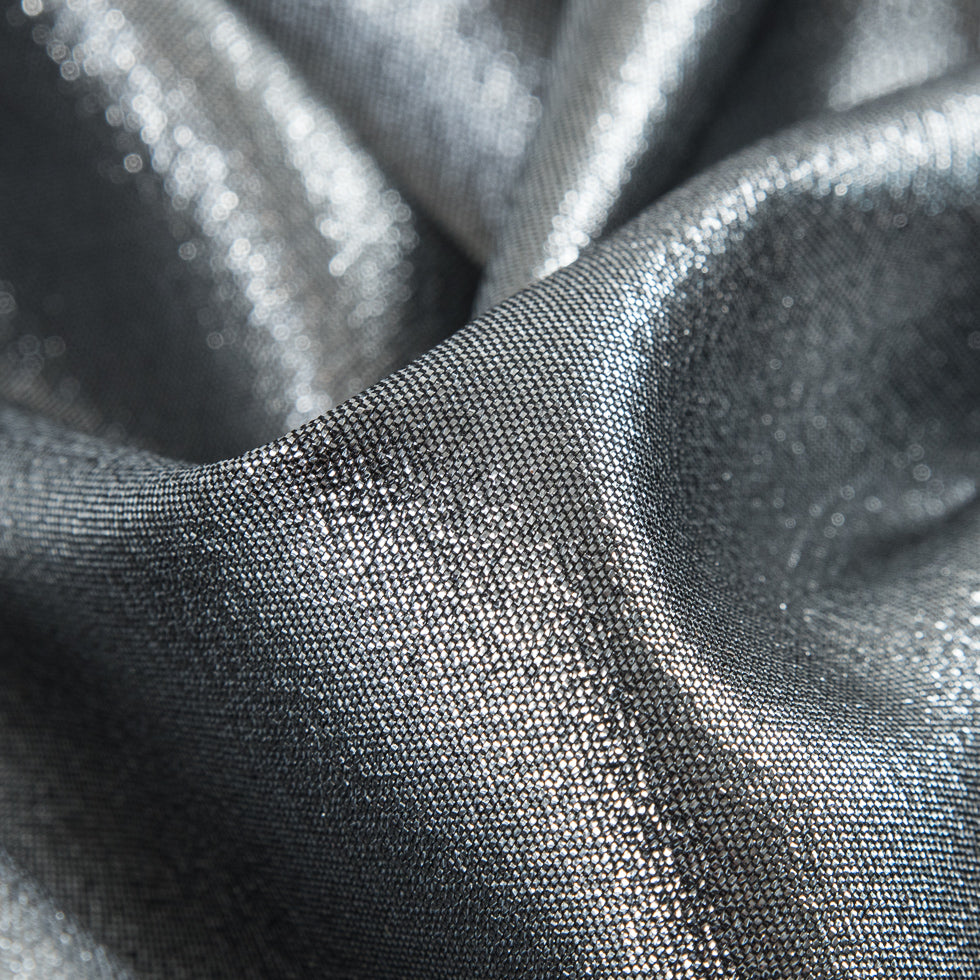 Metallic Polyester Lame - Silver and Black Full Metallic Polyester Lame - Silver and Black Full