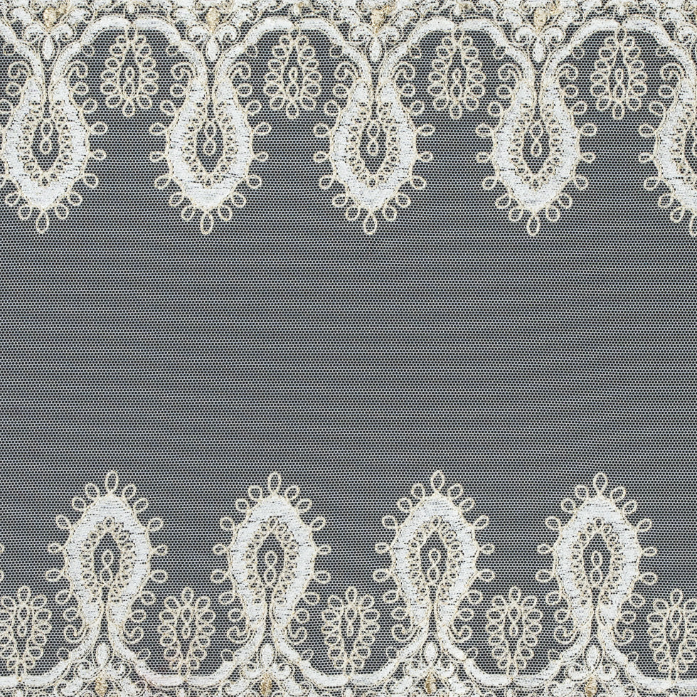White and Gold Embroidery on Mesh - 10 - Detail White and Gold Embroidery on Mesh - 10 - Detail