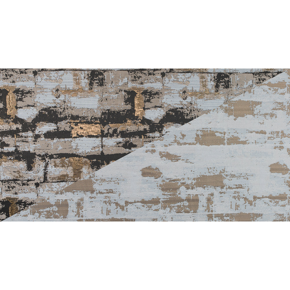 Beige and Gold Abstract Metallic Jacquard Folded Beige and Gold Abstract Metallic Jacquard Folded