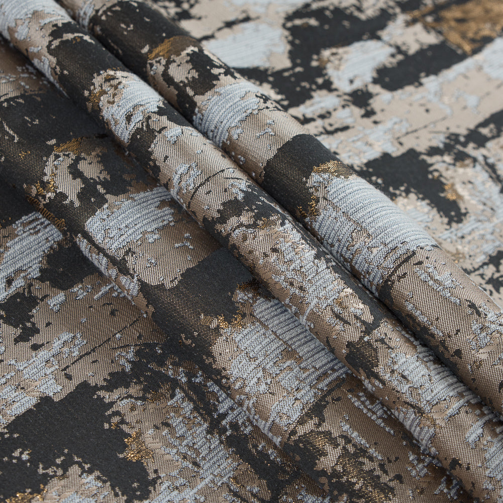 Beige and Gold Abstract Metallic Jacquard Detail Beige and Gold Abstract Metallic Jacquard Detail