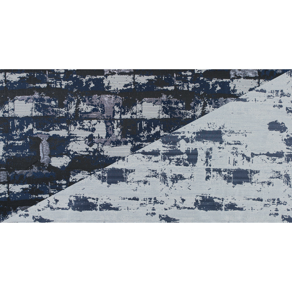 Black and Navy Blue Abstract Metallic Jacquard - Folded Black and Navy Blue Abstract Metallic Jacquard - Folded