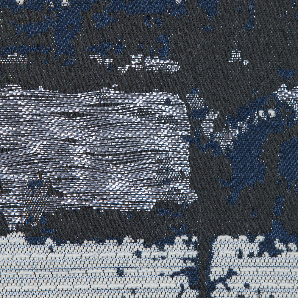 Black and Navy Blue Abstract Metallic Jacquard - Full Black and Navy Blue Abstract Metallic Jacquard - Full