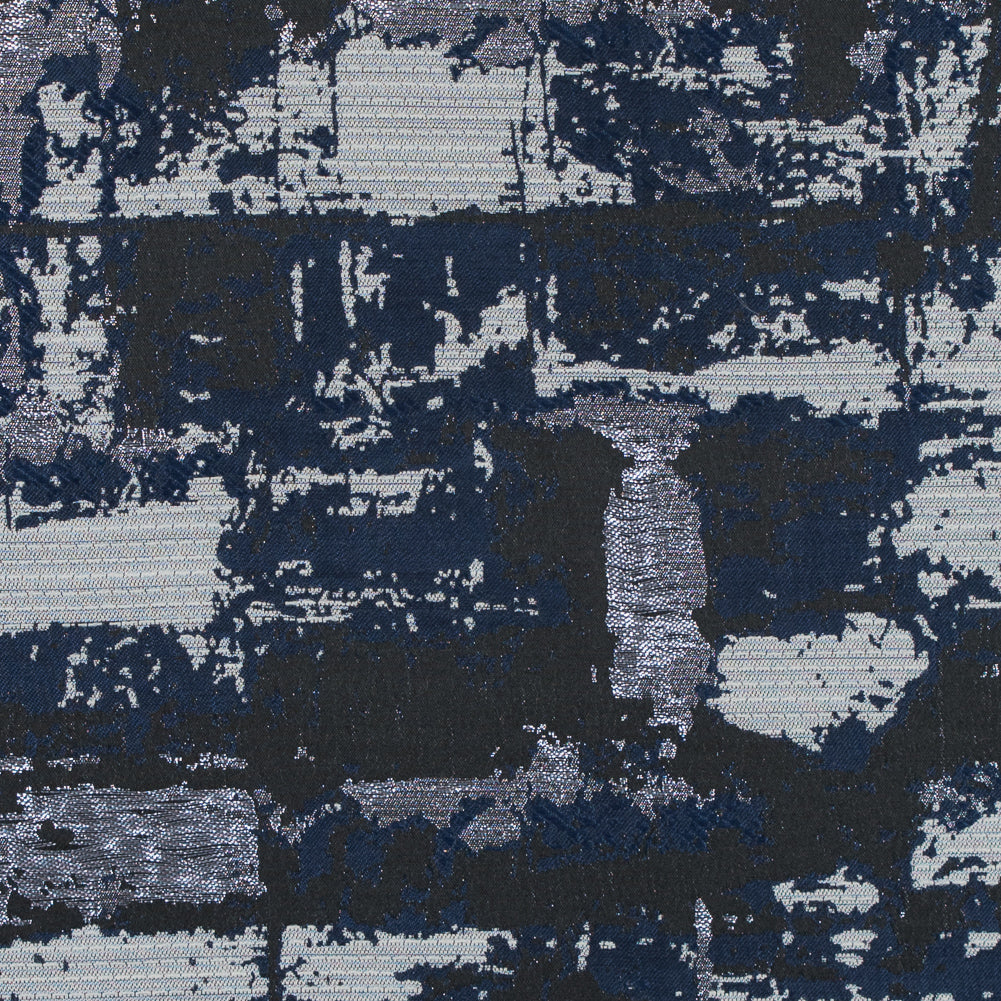 Black and Navy Blue Abstract Metallic Jacquard Black and Navy Blue Abstract Metallic Jacquard
