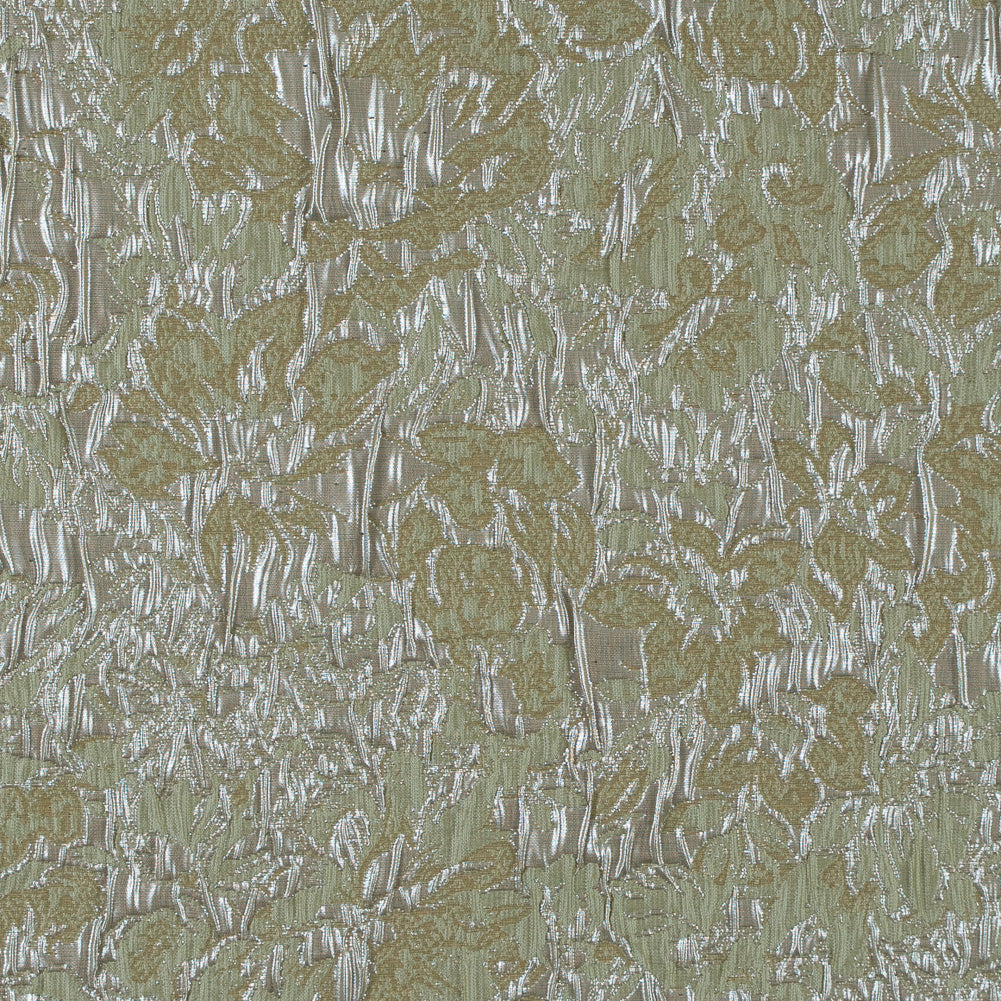 Khaki, Pista Green and Silver Abstract Floral Metallic Brocade/Jacquard Khaki, Pista Green and Silver Abstract Floral Metallic Brocade/Jacquard