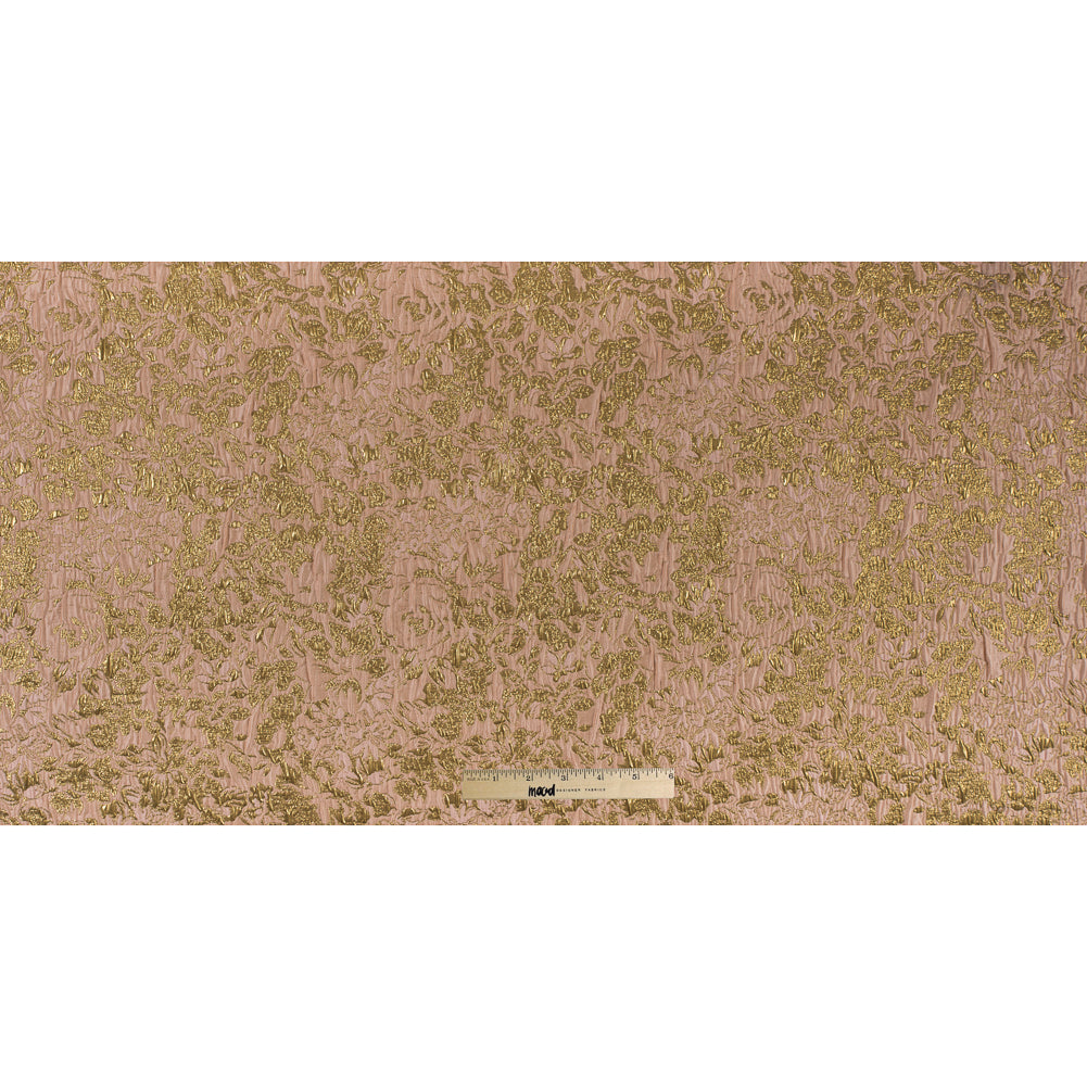 Khaki, Peach and Gold Abstract Floral Metallic Brocade/Jacquard - Folded Khaki, Peach and Gold Abstract Floral Metallic Brocade/Jacquard - Folded