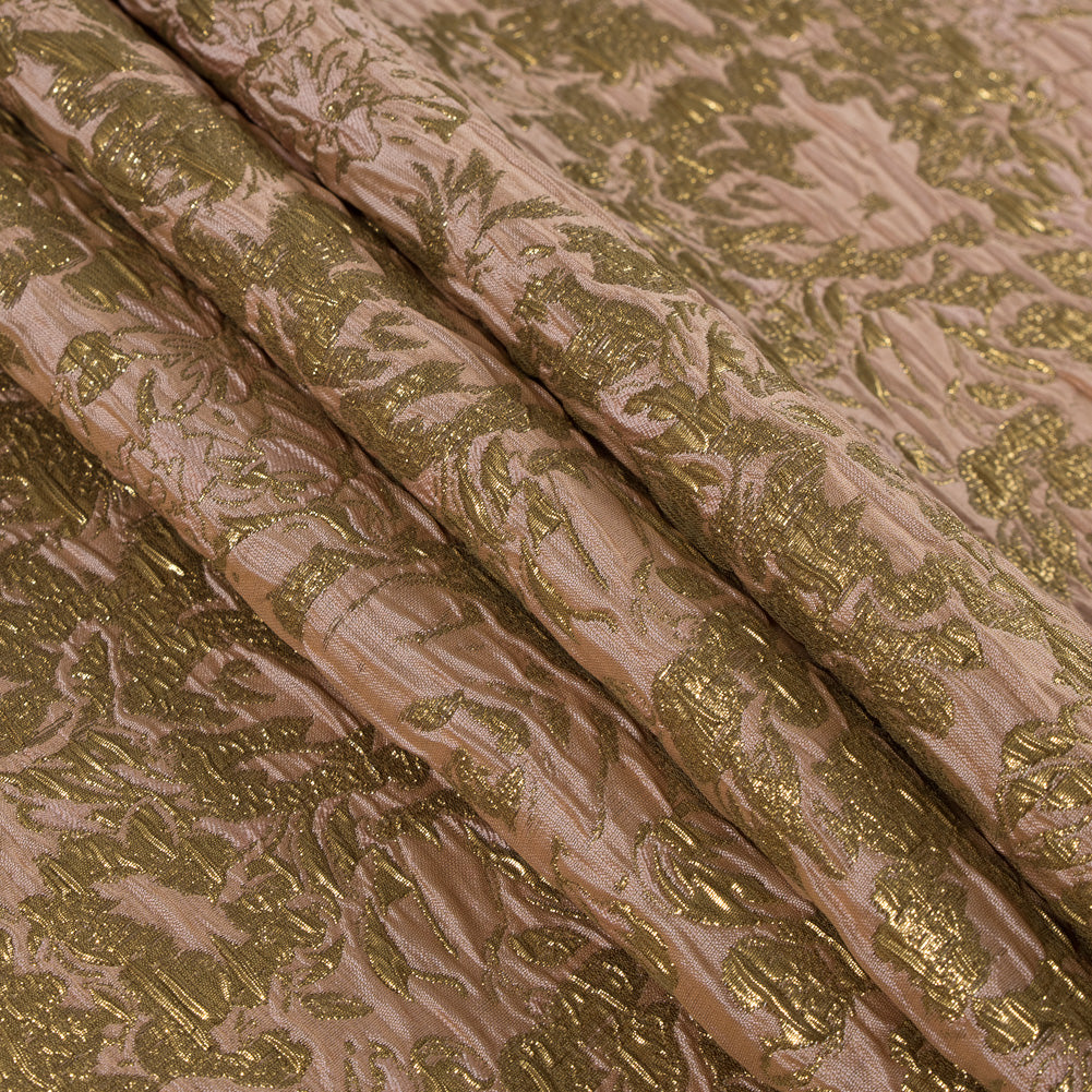 Khaki, Peach and Gold Abstract Floral Metallic Brocade/Jacquard - Detail Khaki, Peach and Gold Abstract Floral Metallic Brocade/Jacquard - Detail