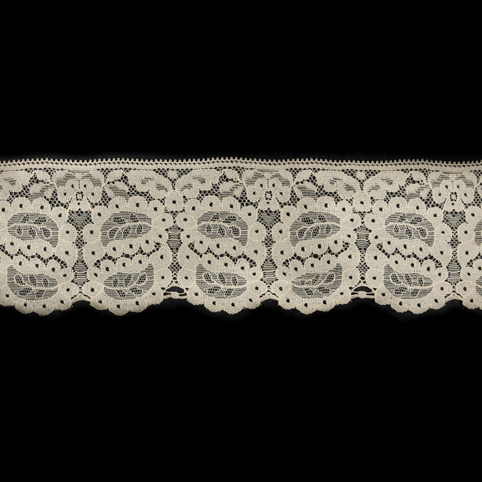 Pale Peach Stretch Paisley Lace Trim - 3" Pale Peach Stretch Paisley Lace Trim - 3"