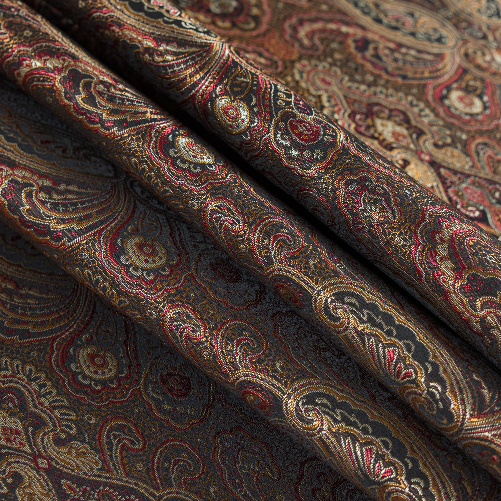 Radiant Red and Gold Paisley Damask Jacquard - Folded Radiant Red and Gold Paisley Damask Jacquard - Folded