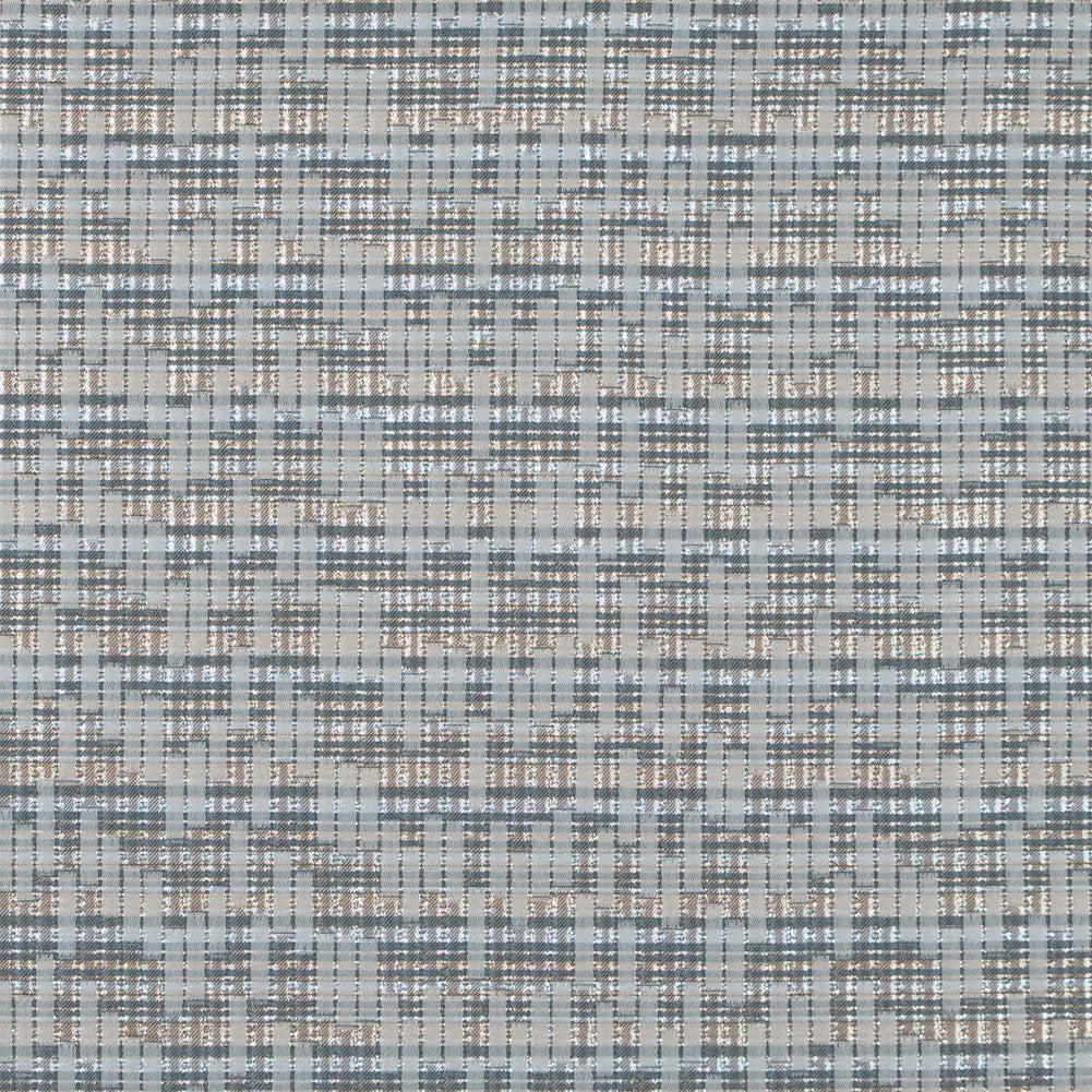 Ivory, Lake Blue and Silver Metallic Brocade Ivory, Lake Blue and Silver Metallic Brocade