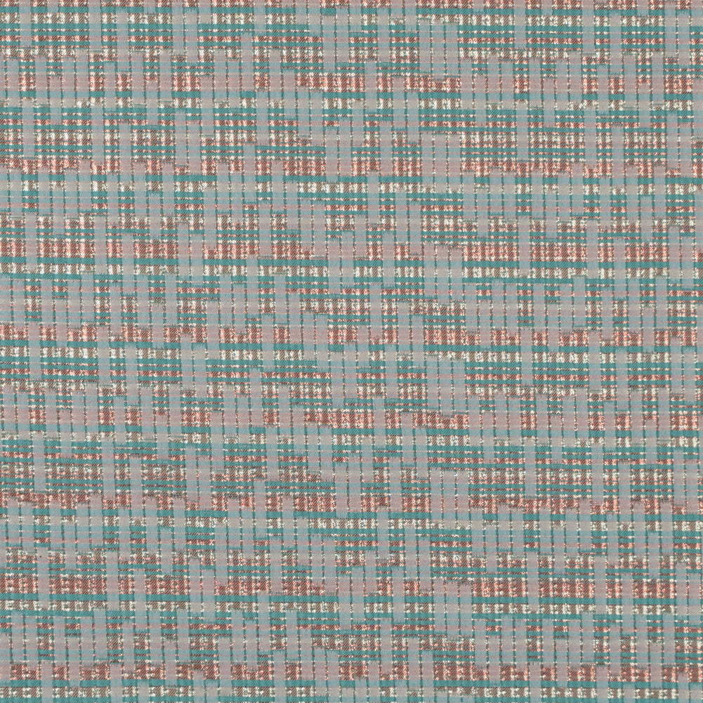 Ivory, Sea Green and Light Coral Metallic Brocade Ivory, Sea Green and Light Coral Metallic Brocade