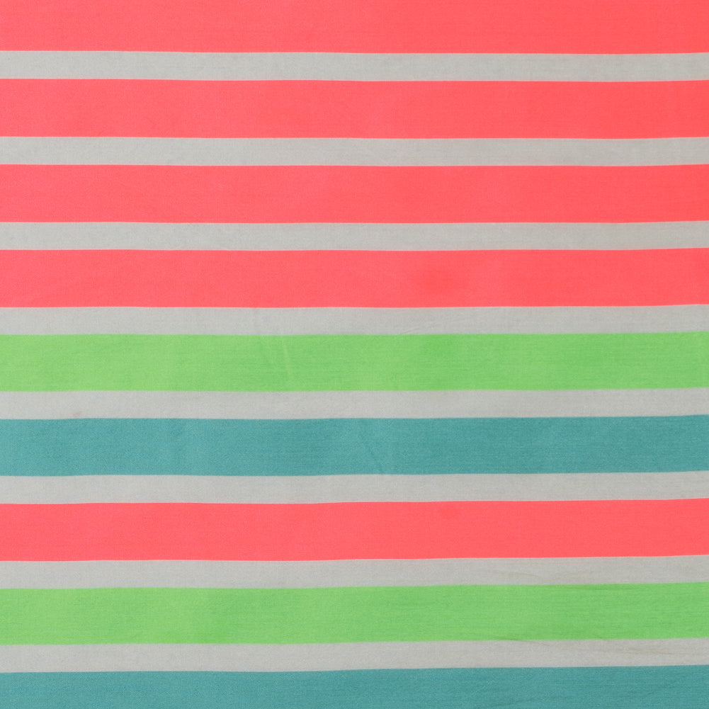 Neon Pink and Sea Green Striped Taffeta Folded Neon Pink and Sea Green Striped Taffeta Folded