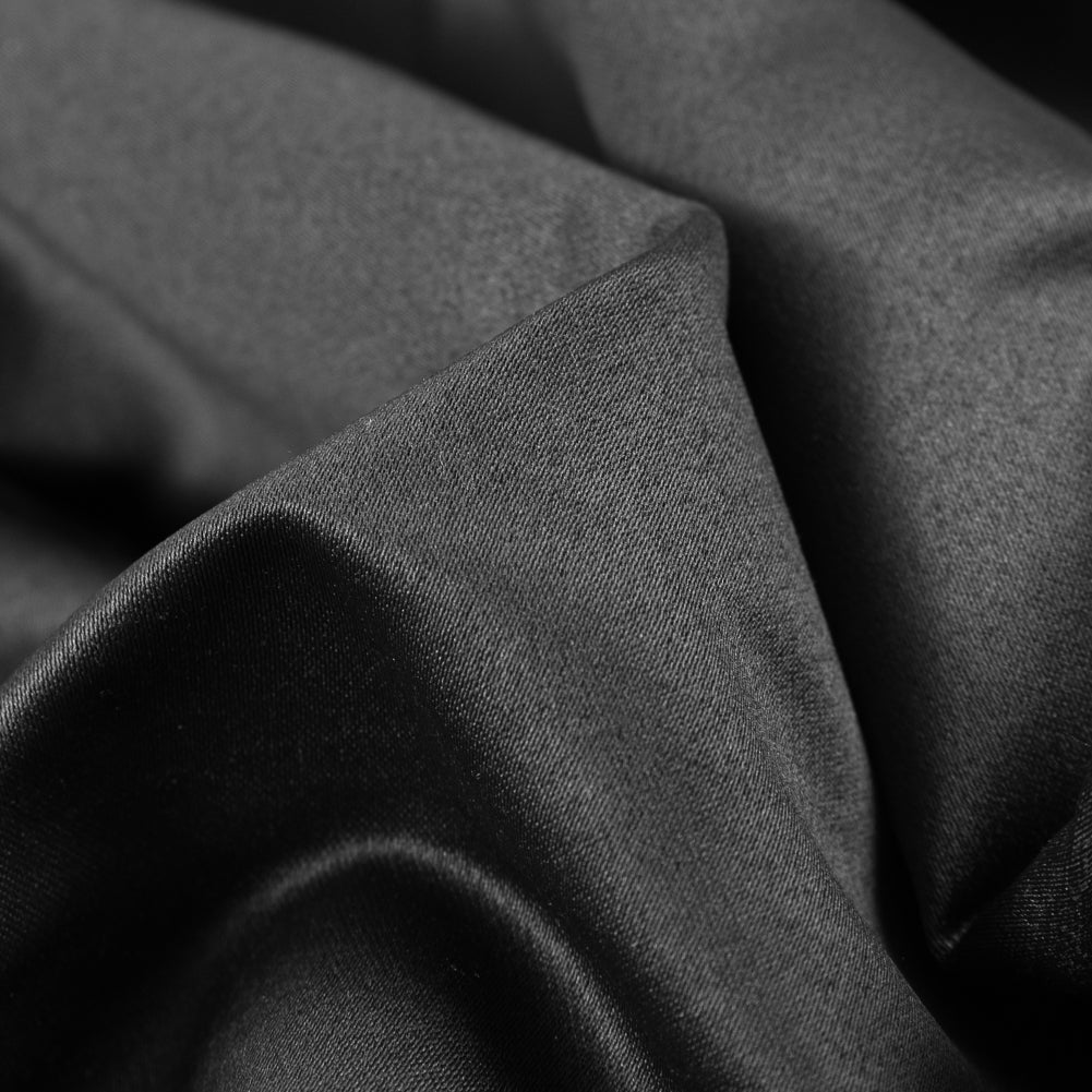 Black Solid Polyester Shantung Detail Black Solid Polyester Shantung Detail