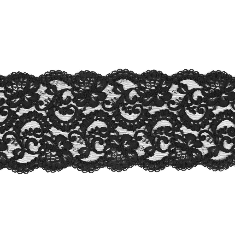 Black Corded Lace Trim - 7.25 Black Corded Lace Trim - 7.25
