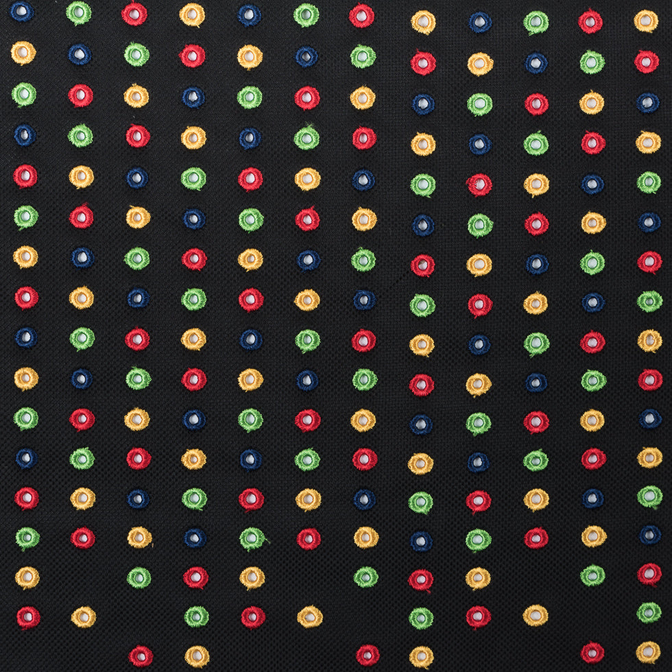 Italian Black/Multi-Colored Embroidered Spacer Mesh Italian Black/Multi-Colored Embroidered Spacer Mesh