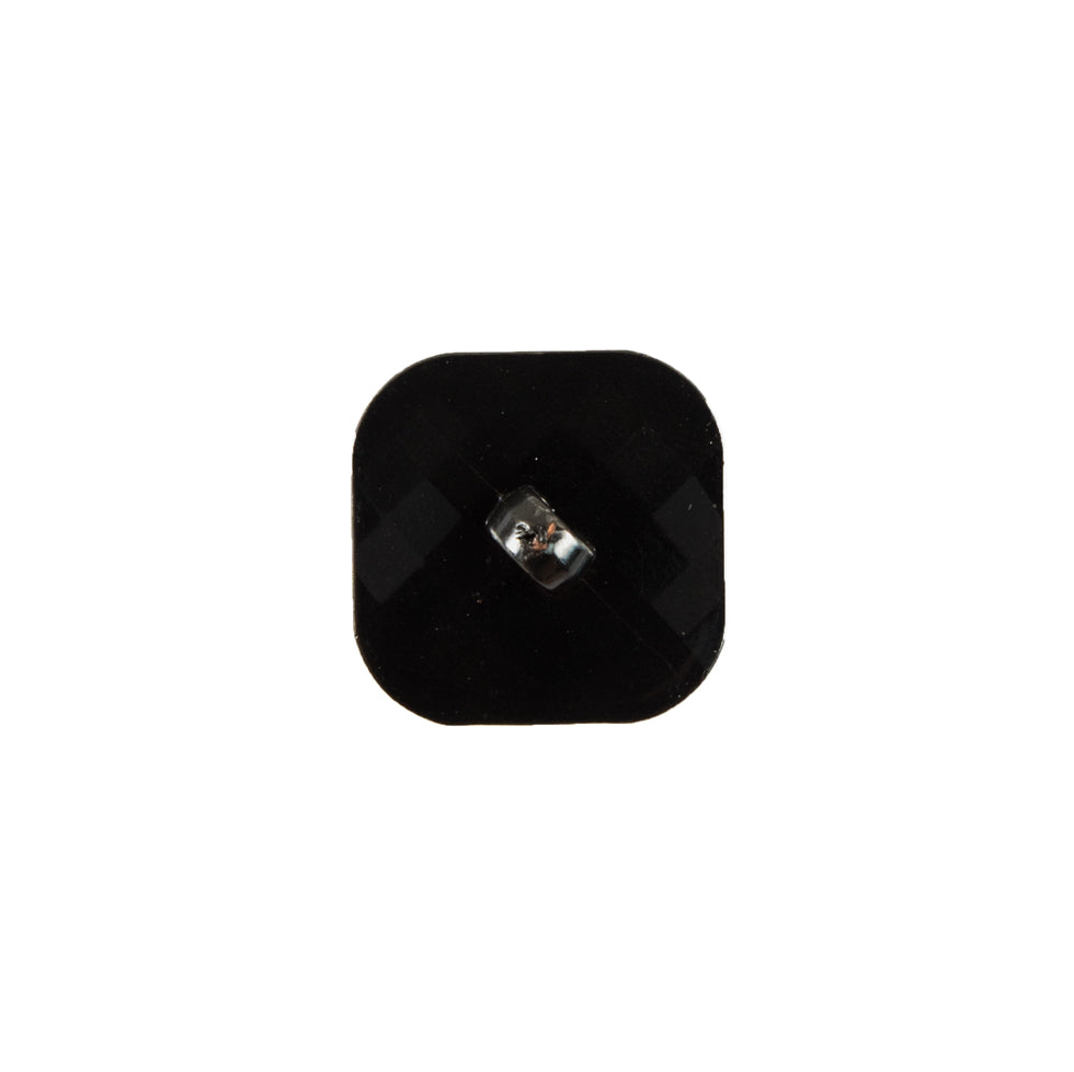 Faceted Square Gunmetal Plastic Button - 24L/15mm Detail