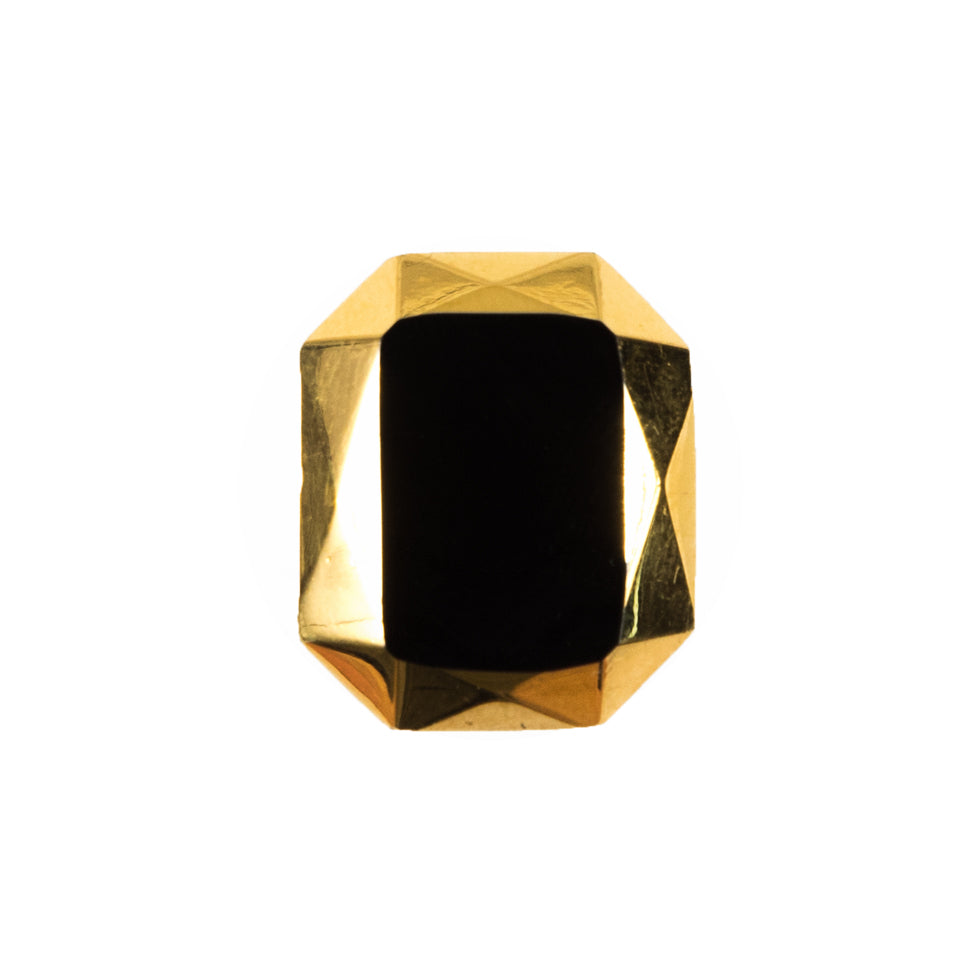 Black/Gold Glass Shank-Back Button - 36L/22mm Black/Gold Glass Shank-Back Button - 36L/22mm