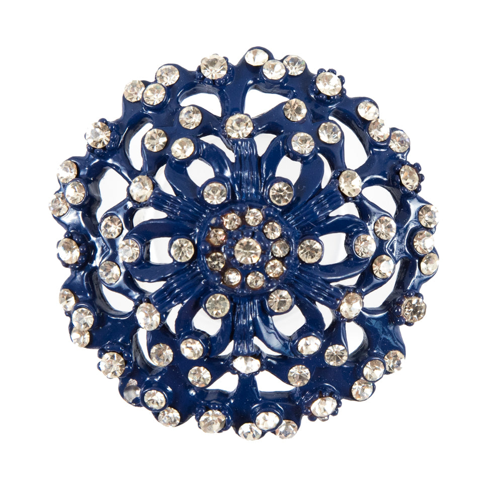 Navy Rhinestone Metal Button - 54L/34mm Navy Rhinestone Metal Button - 54L/34mm