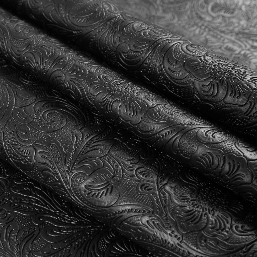 Black Floral Embossed Vinyl Folded Black Floral Embossed Vinyl Folded