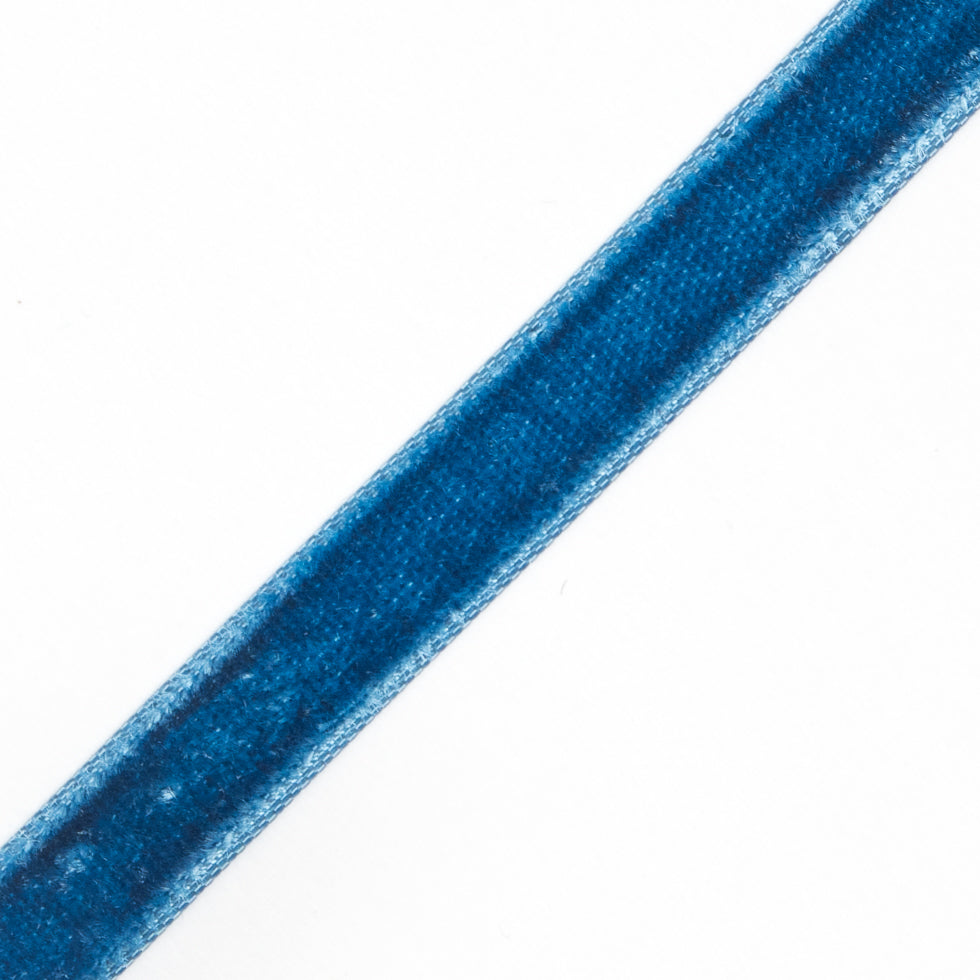 10 Yard Roll of Blue Single Faced Velvet Ribbon - 0.375 - Detail 10 Yard Roll of Blue Single Faced Velvet Ribbon - 0.375 - Detail