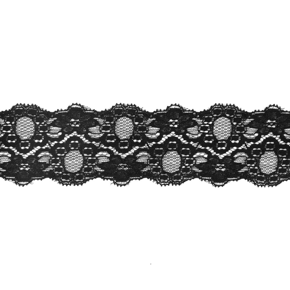 Black Stretch Lace Trim - 2.25" Black Stretch Lace Trim - 2.25"