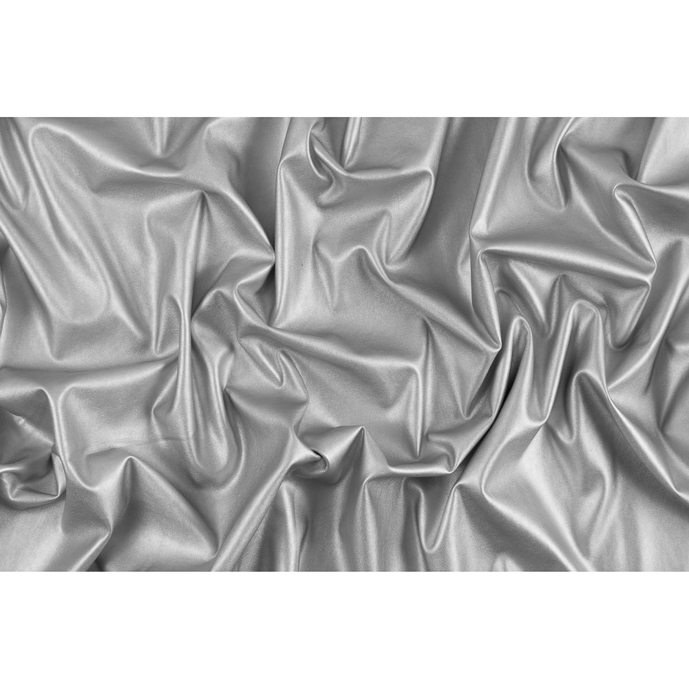 Metallic Silver Stretch Faux Leather/Vinyl Folded Metallic Silver Stretch Faux Leather/Vinyl Folded