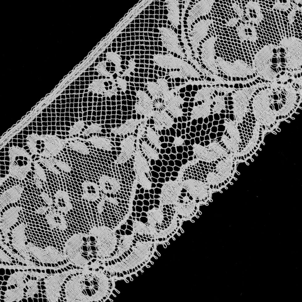 White Fine Floral Lace Trim - 2.125" Detail White Fine Floral Lace Trim - 2.125" Detail