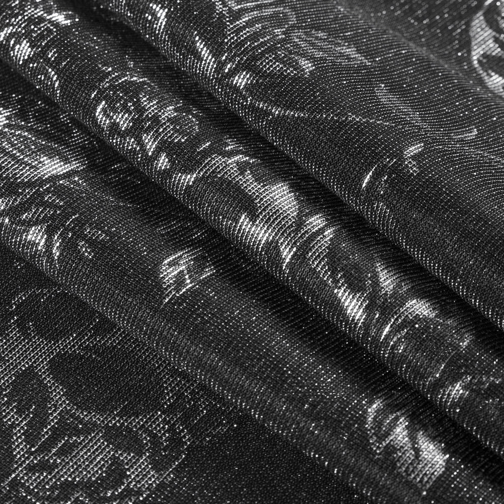 Black/Sliver Floral Metallic Mesh - Folded Black/Sliver Floral Metallic Mesh - Folded