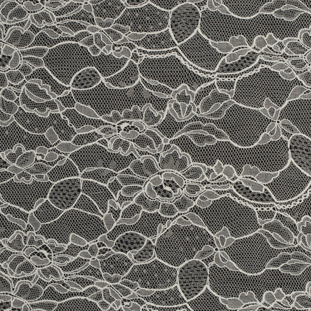 Narrow Ivory Re-embroidered Lace w/ Scalloped Eyelash Edges Narrow Ivory Re-embroidered Lace w/ Scalloped Eyelash Edges