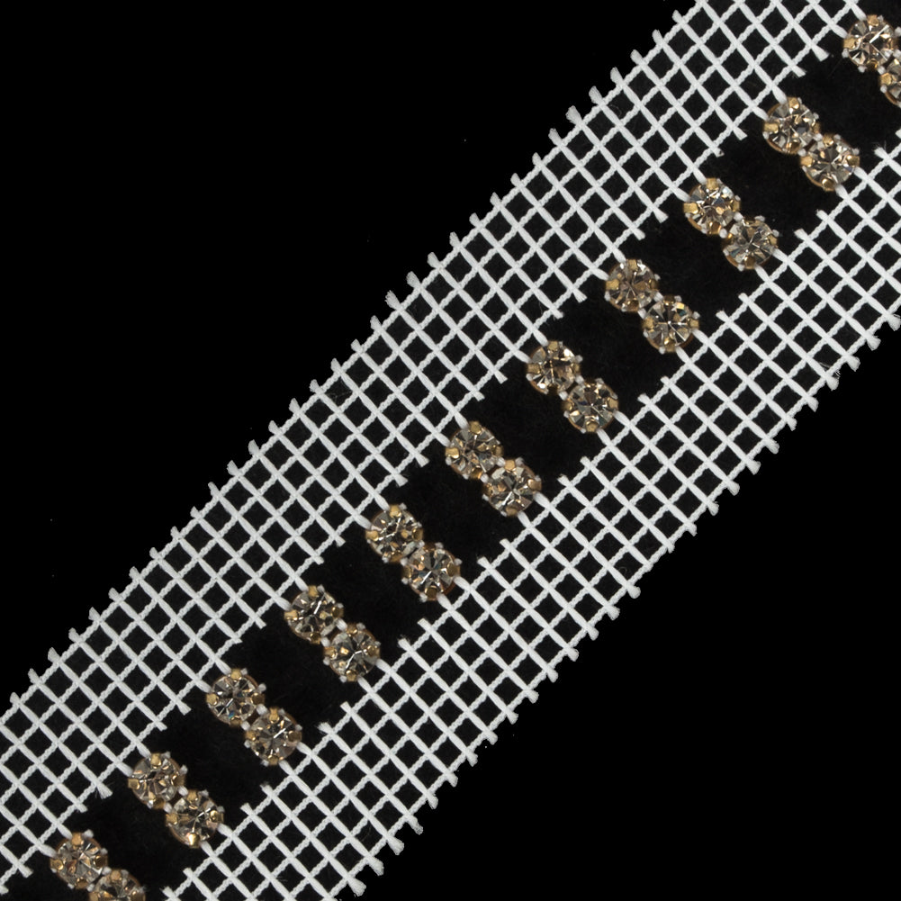 Silver White and Gold Metal Czech Rhinestone - 1.5 - Detail