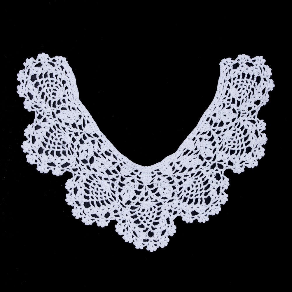 White Cotton Crochet Neck Applique - 8" White Cotton Crochet Neck Applique - 8"