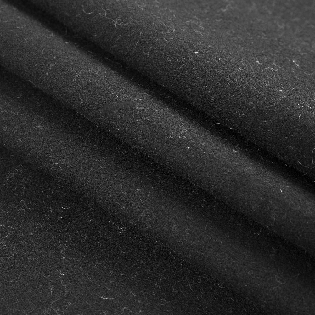 Black Wiry Wool Blend Coating Folded Black Wiry Wool Blend Coating Folded