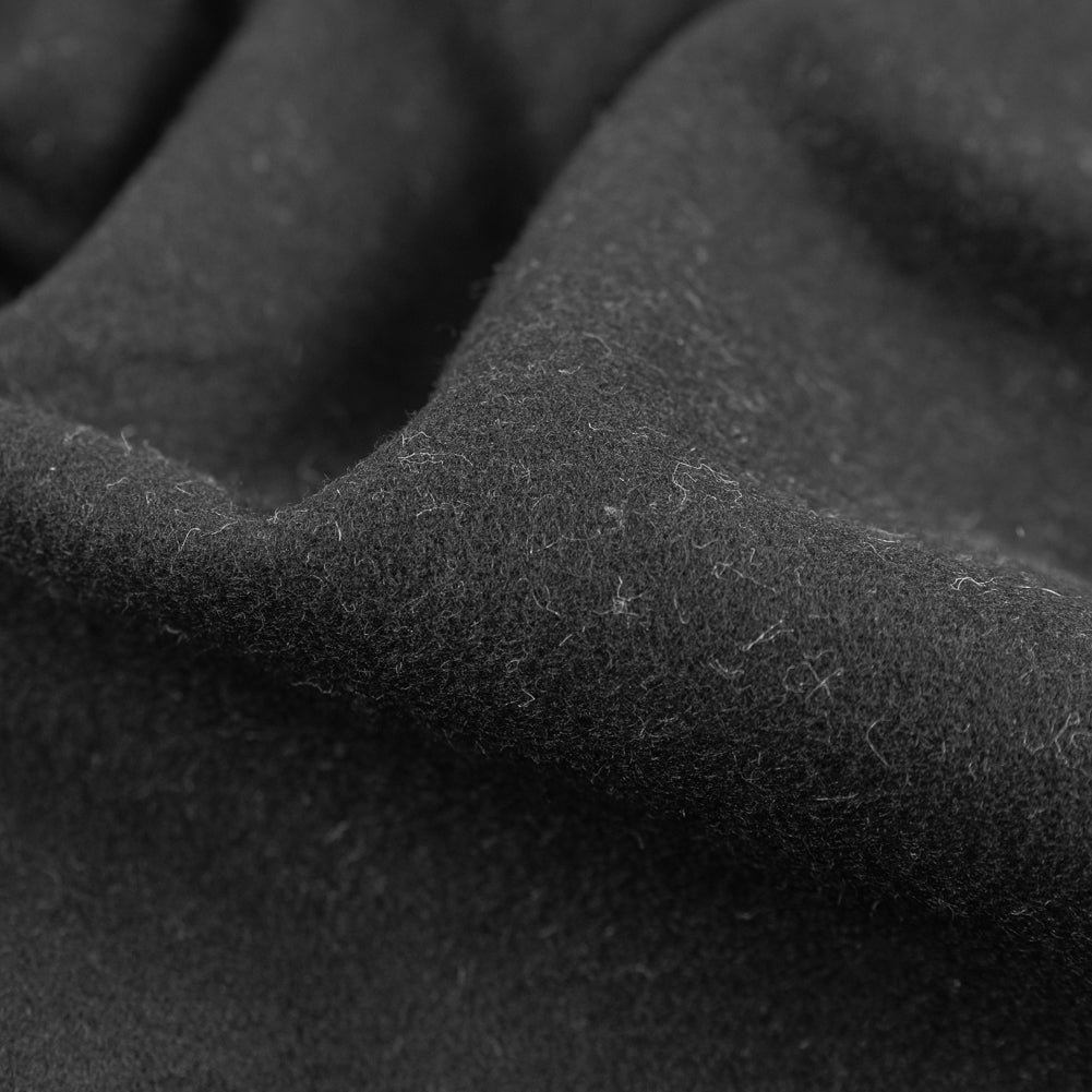 Black Wiry Wool Blend Coating Detail Black Wiry Wool Blend Coating Detail
