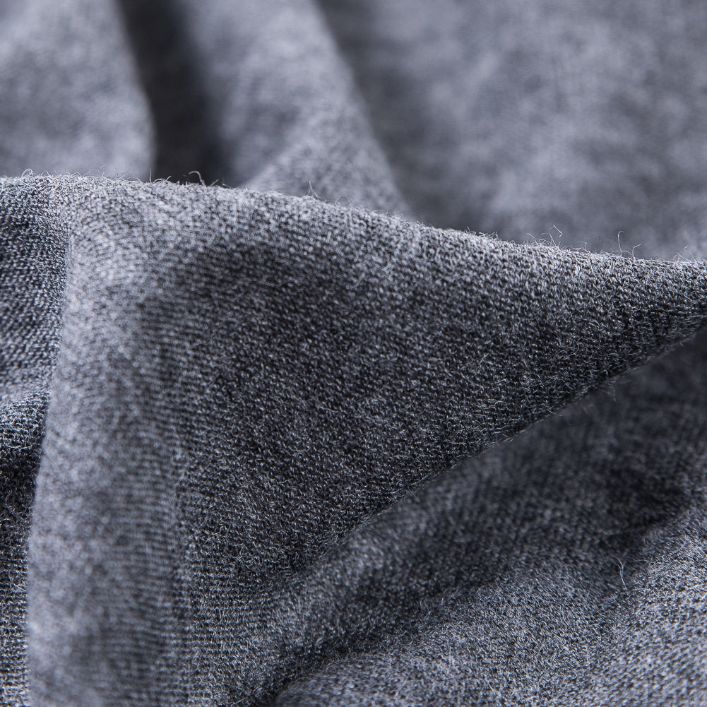 Italian Heathered Gray Tissue-Weight Polyester Jersey - Detail Italian Heathered Gray Tissue-Weight Polyester Jersey - Detail