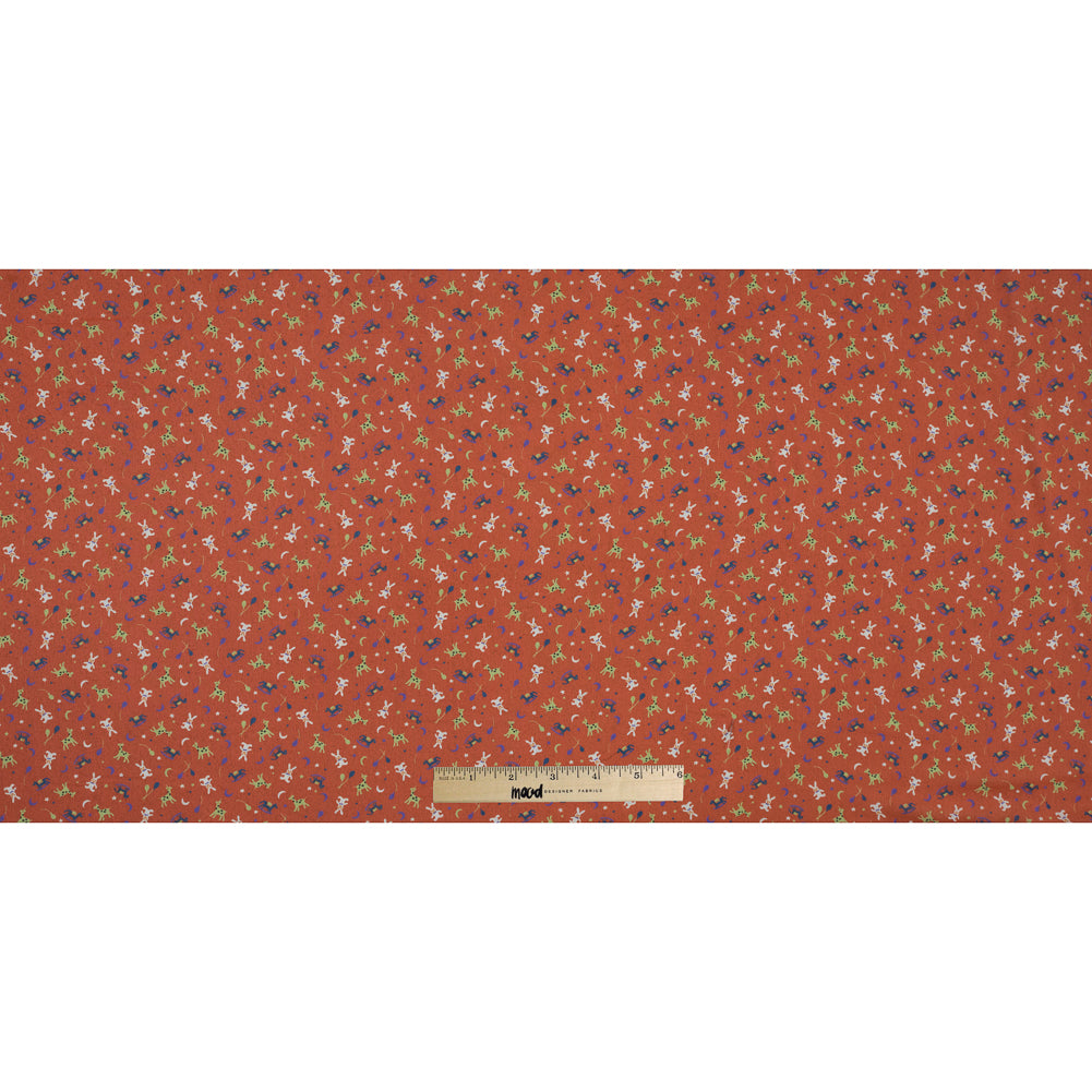Rocking Horses, Balloons, Giraffes and more Printed on an Orange Chiffon - Full Rocking Horses, Balloons, Giraffes and more Printed on an Orange Chiffon - Full