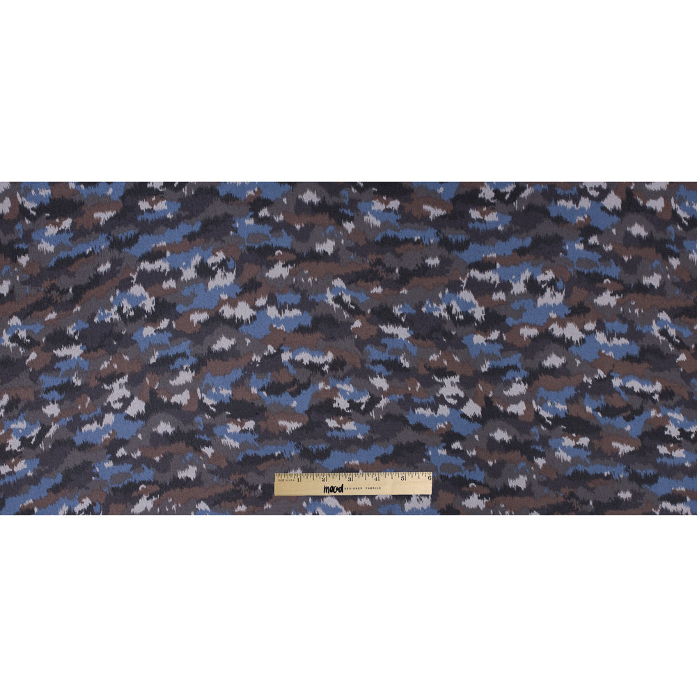 Blue/Brown Abstract Printed Polyester Chiffon Full Blue/Brown Abstract Printed Polyester Chiffon Full