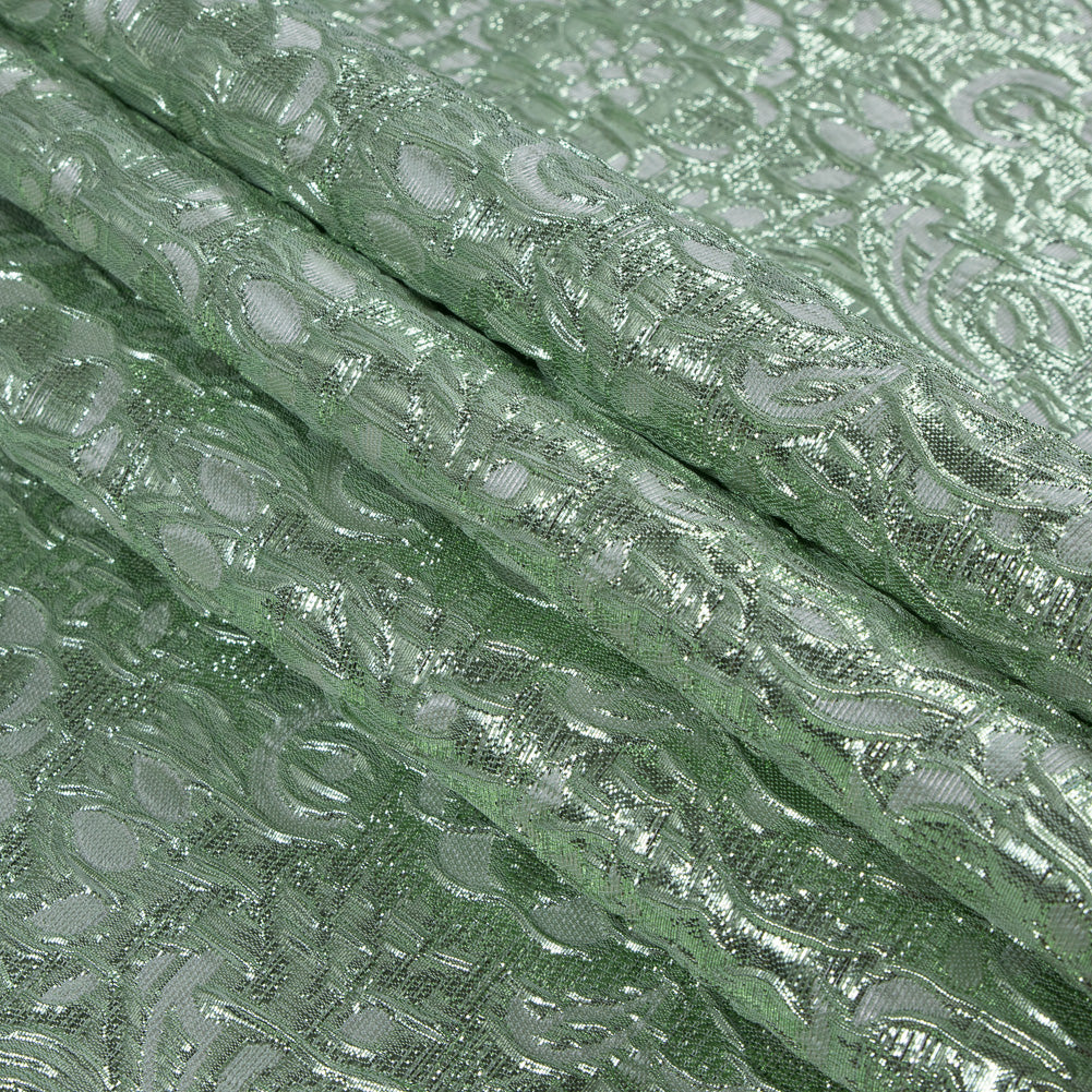 Mint Metallic Floral Brocade Folded Mint Metallic Floral Brocade Folded