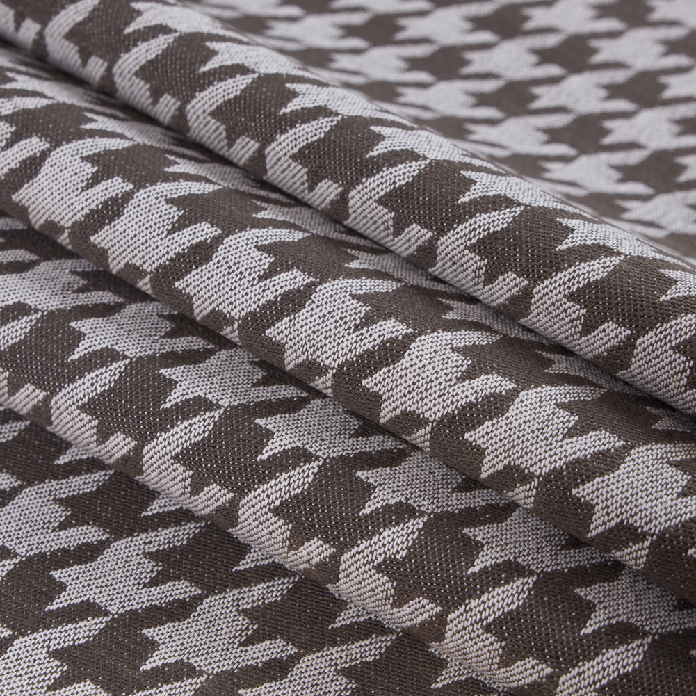 Brown/Ivory Houndstooth Cotton Twill - Folded Brown/Ivory Houndstooth Cotton Twill - Folded