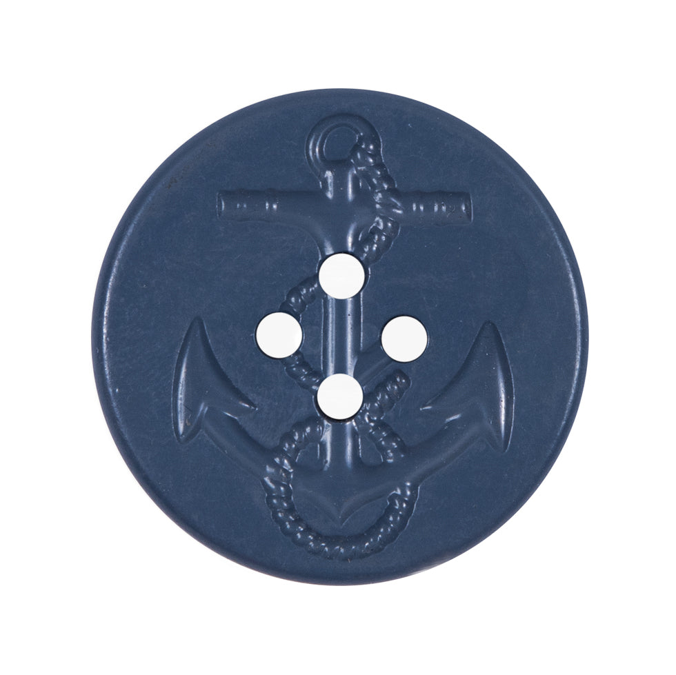 Blue Embossed Anchor Button - 44L/27mm Blue Embossed Anchor Button - 44L/27mm