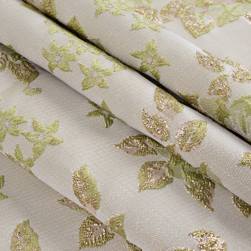 Metallic Gold/Green Floral Brocade Folded Metallic Gold/Green Floral Brocade Folded