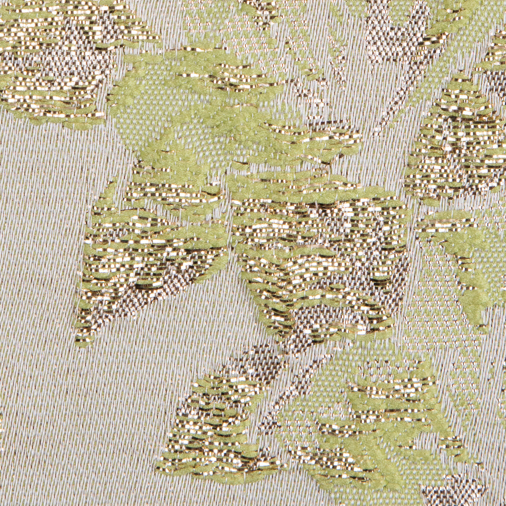Metallic Gold/Green Floral Brocade Detail Metallic Gold/Green Floral Brocade Detail