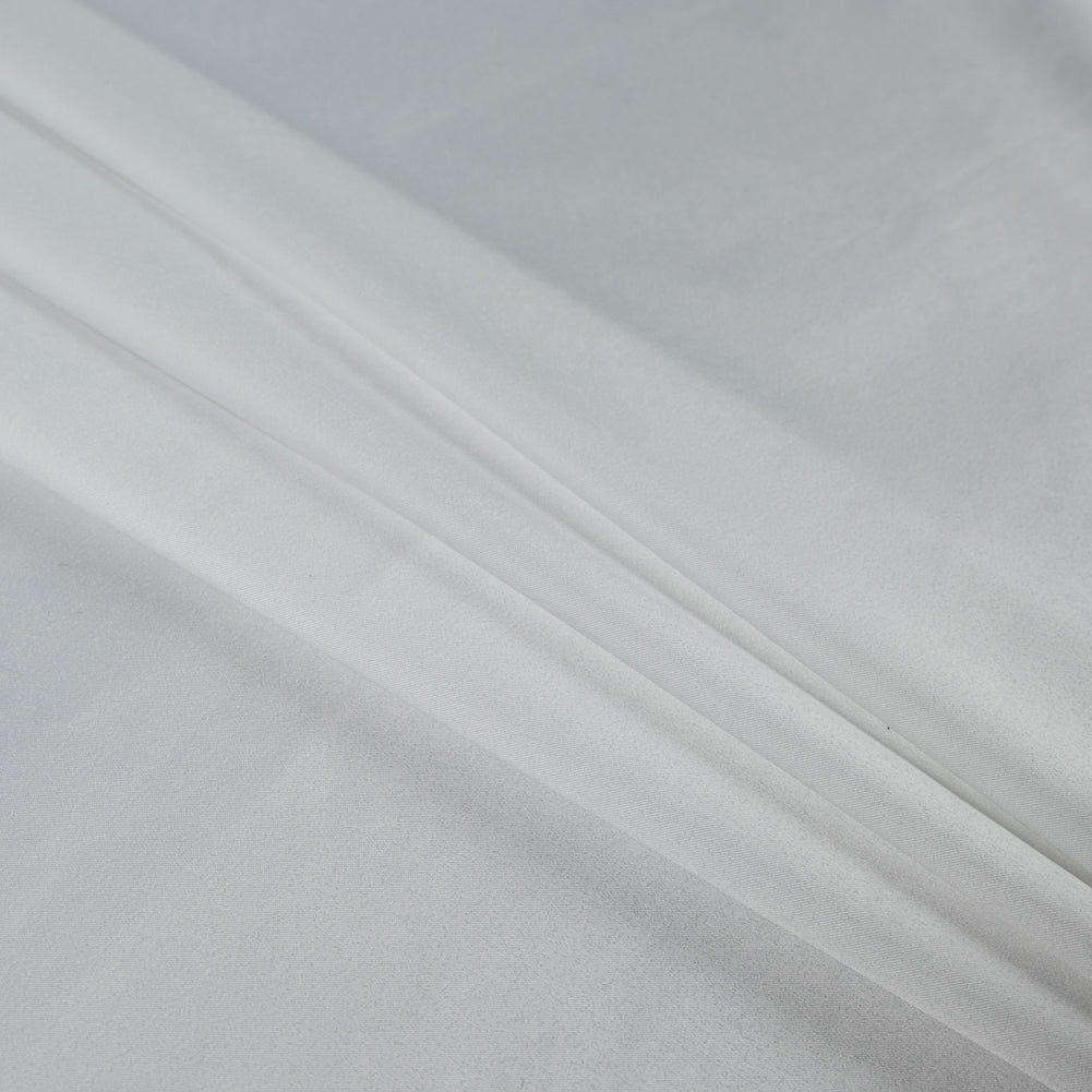 Italian White Stretch Polyester Charmeuse - Detail
