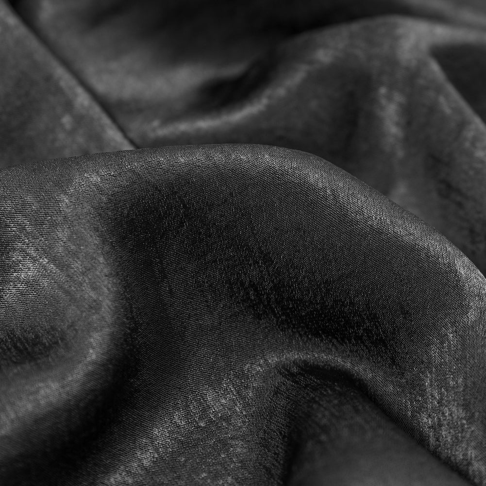 Italian Black Dyed Washed Polyester Dobby Full Italian Black Dyed Washed Polyester Dobby Full
