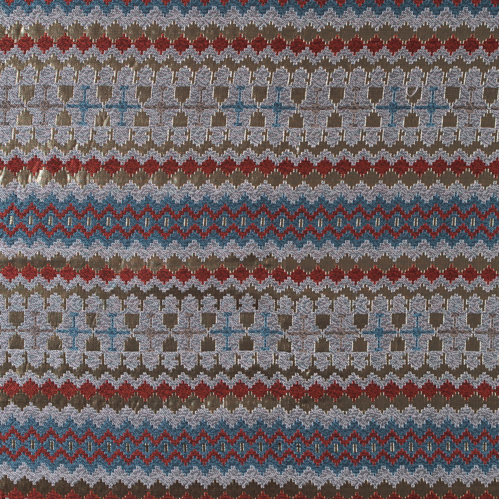 Italian Metallic Gold, Orange and Blue Geometric Brocade Italian Metallic Gold, Orange and Blue Geometric Brocade