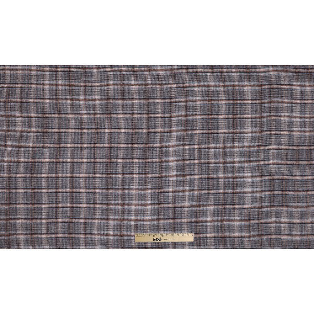 Aqua, Orange and Black Glen Plaid Wool Suiting - Full Aqua, Orange and Black Glen Plaid Wool Suiting - Full