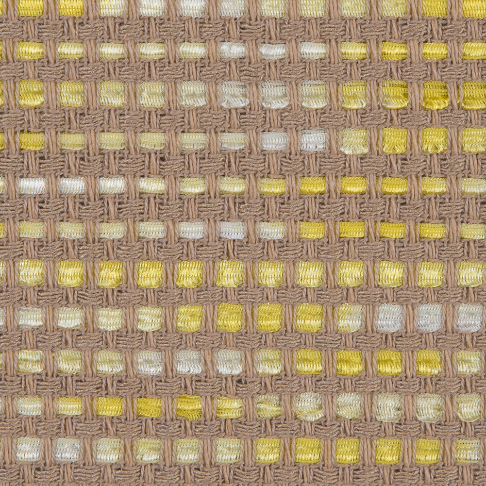 Beige and Yellow Blended Cotton Woven Detail Beige and Yellow Blended Cotton Woven Detail