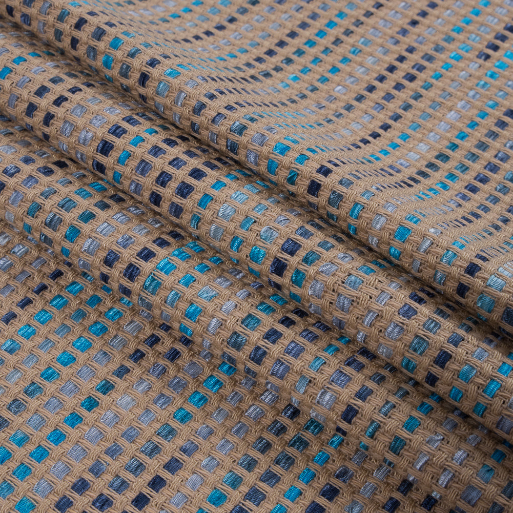 Beige and Blue Blended Cotton Woven Folded Beige and Blue Blended Cotton Woven Folded