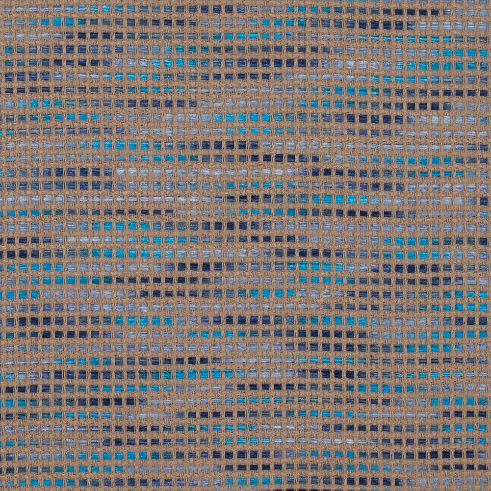 Beige and Blue Blended Cotton Woven Beige and Blue Blended Cotton Woven