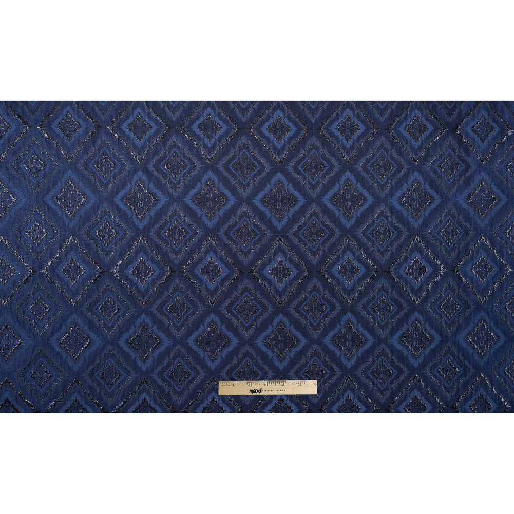 Metallic Black and Blue Geometric Brocade - Full Metallic Black and Blue Geometric Brocade - Full