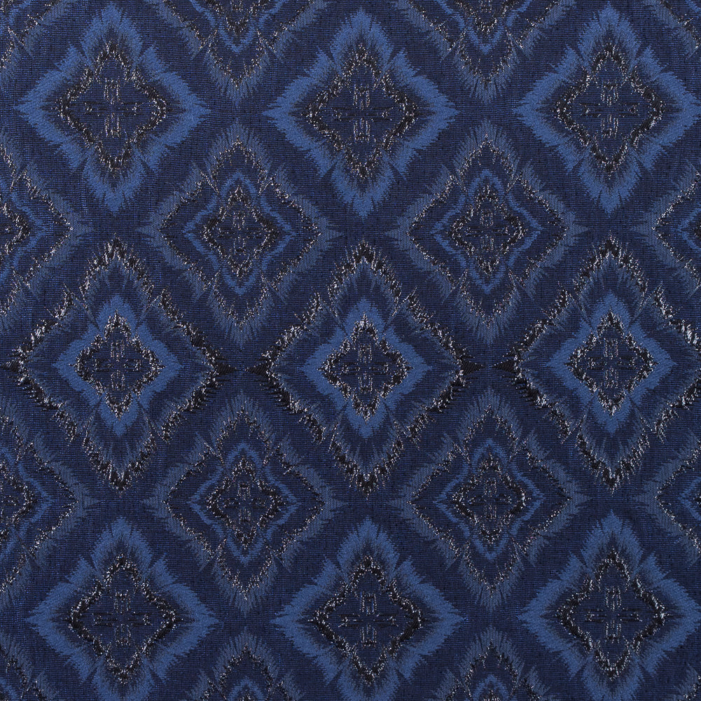 Metallic Black and Blue Geometric Brocade Metallic Black and Blue Geometric Brocade